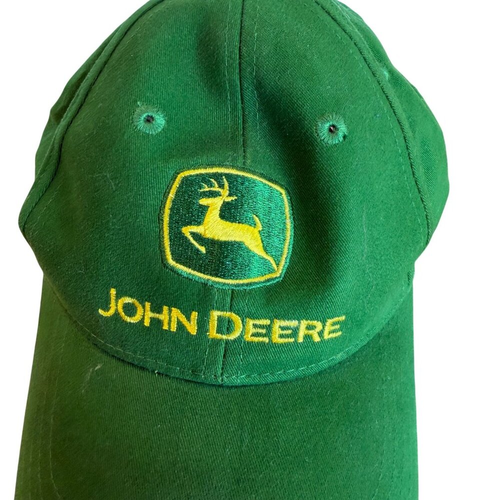 John Deere Green Baseball Cap Adjustable Strapback Hat Nothing Runs Like a Logo - Picture 2 of 7